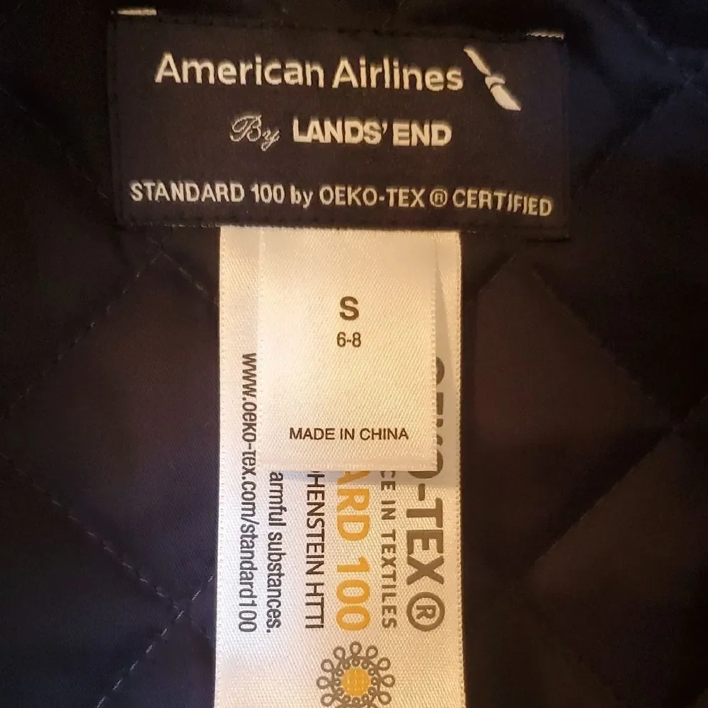 Lands' End American Airlines Women's Navy Blue 2 in 1 Full Zip Primaloft Coat S